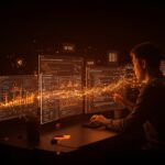 Desarrollador trabajando con SQL online y base de datos SQLite, ilustrando el crecimiento SaaS y 11 mil usuarios diarios.