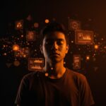 Estudiante chileno practicando mindfulness mientras aprende con IA personalizada para combatir ansiedad en preparación PAES.