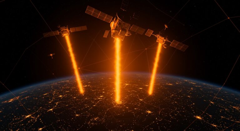 Constelación de satélites reflectores de energía solar nocturna desarrollados por startup Reflect Orbital para energía sostenible.