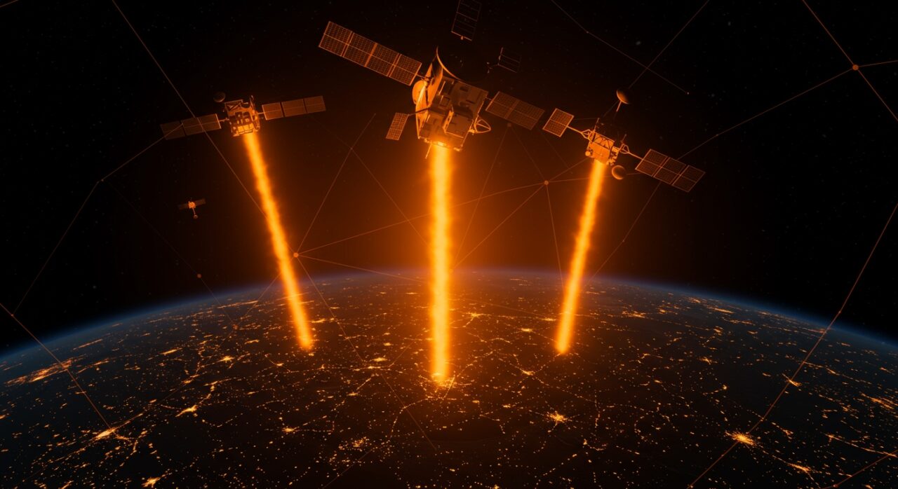 Constelación de satélites reflectores de energía solar nocturna desarrollados por startup Reflect Orbital para energía sostenible.