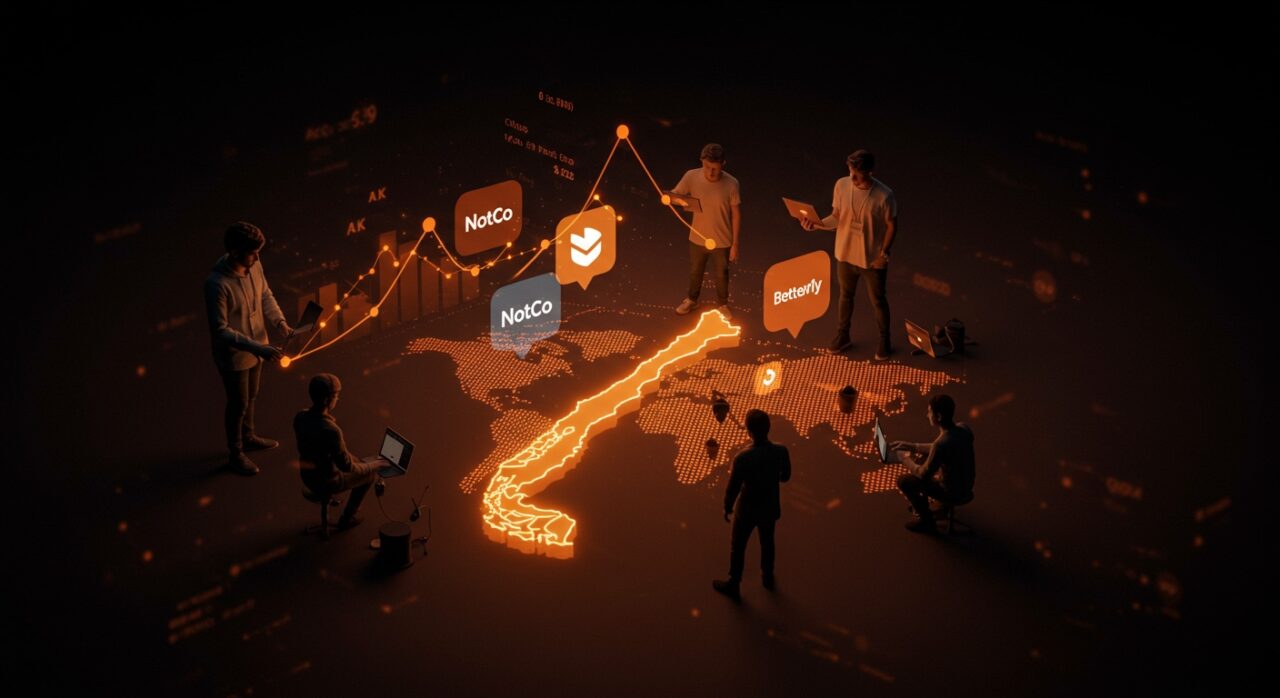 Colaboración de startups chilenas destacando NotCo y Betterfly con crecimiento del ecosistema tecnológico y funding en 2025.