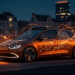 Robotaxi eléctrico autónomo de Stellantis y Pony.ai circulando en ciudad europea, representando movilidad autónoma y tecnología automotriz avanzada.