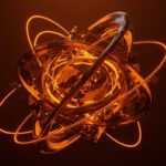 Visualización 3D de atractores extraños y teoría del caos con tecnología avanzada en un estilo editorial para startups.