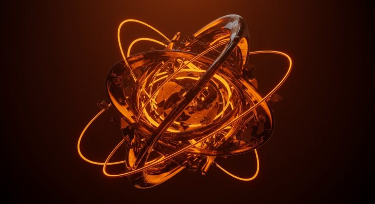 Visualización 3D de atractores extraños y teoría del caos con tecnología avanzada en un estilo editorial para startups.