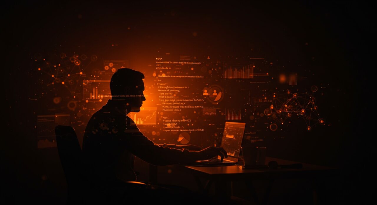 Representación visual del talento invisible en desarrollo de software destacando evaluaciones y gestión de ingenieros en comunidad tech.