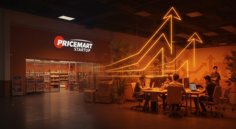 Transformación del retail en Colombia con PriceSmart y startups locales colaborando en un espacio innovador.