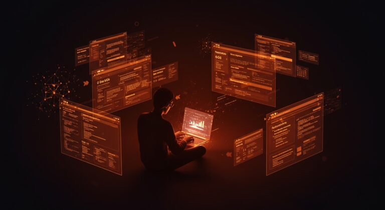 Desarrollador web usando IA para crear sitios similares con vibe coding y automatización en desarrollo web moderno.