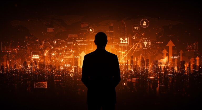 Vinod Khosla y la innovación tecnológica en EE. UU. con metáforas visuales de inversión pública, inteligencia artificial y ecosistema startup.