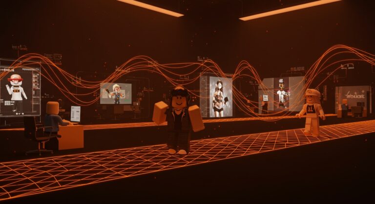 Mundos virtuales de moda en Roblox creados por VLGE, destacando el comercio virtual y construcción sin código en el metaverso.