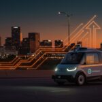 Vehículo autónomo de Waymo realizando entregas DoorDash en Phoenix, mostrando innovación en delivery autónomo y movilidad sin conductor.