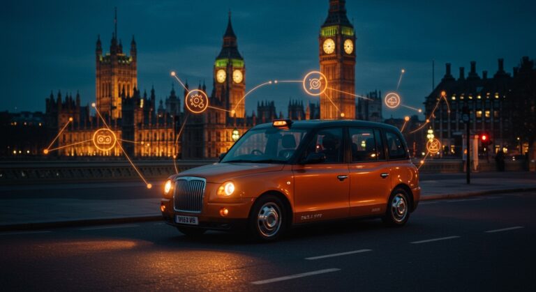 Taxi autónomo de Waymo en Londres simbolizando la expansión de la movilidad autónoma en Europa en 2026.