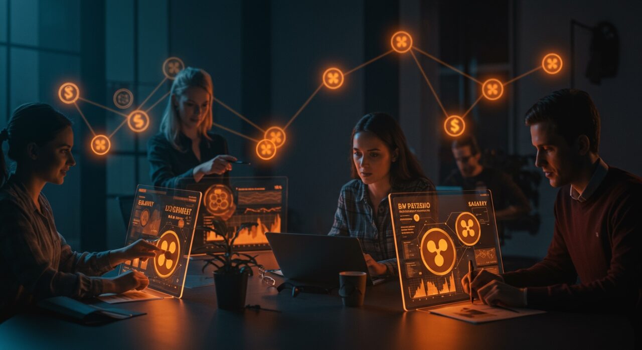 Startup gestionando nómina crypto con XRP mostrando riesgos y regulaciones en un entorno fintech innovador.