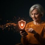Aplicación ZoraSafe protegiendo a adultos mayores de estafas online mediante inteligencia artificial y seguridad digital innovadora.