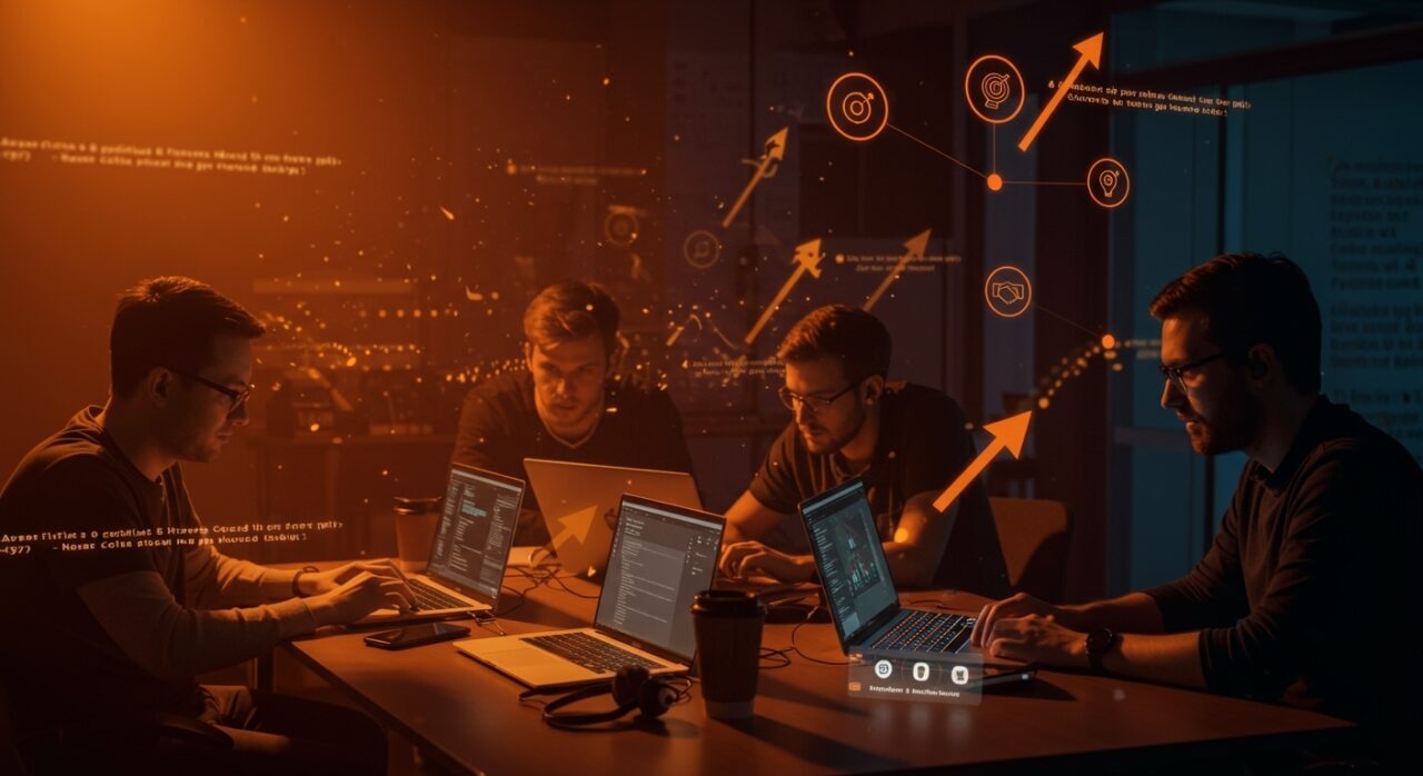 Founders colaborando en retos de programación diarios, impulsando habilidades y comunidad tech con Advent of Code 2025.