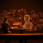 Innovación en exploración matemática con IA aplicada por AlphaEvolve, Terence Tao y Google DeepMind en un entorno futurista.