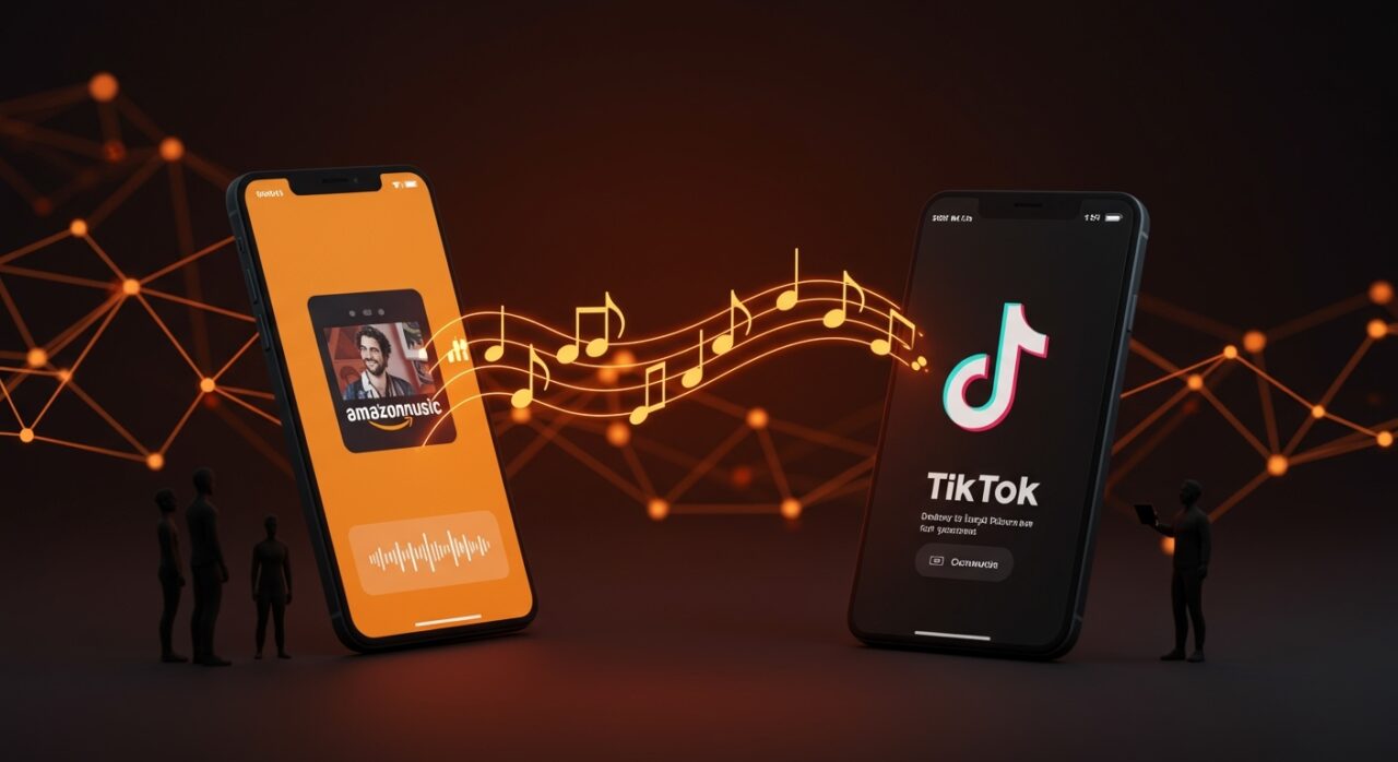 Integración de Amazon Music y TikTok para compartir música y tendencias tech en startups.