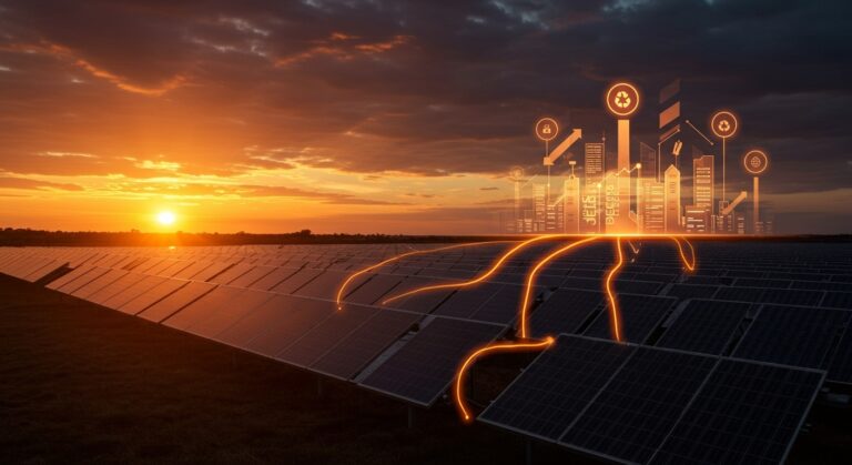 Excedente de energía solar en Australia representado con paneles solares y electricidad gratuita que promueve la sostenibilidad energética.