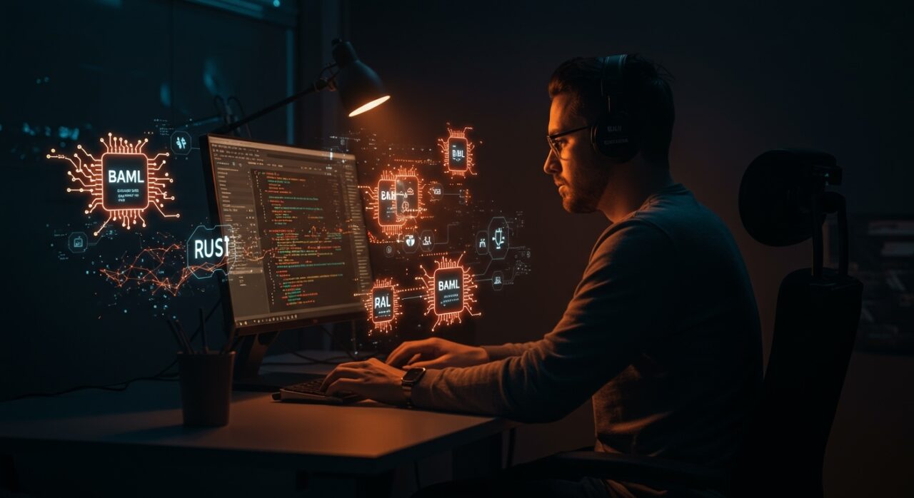 Ingeniero trabajando en compiladores y Rust desarrollando el lenguaje BAML para inteligencia artificial en startup innovadora.