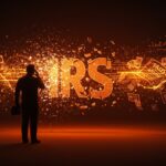 Contribuyente enfrentando la cancelación del programa Direct File del IRS con visuales digitales de automatización fiscal y servicios tecnológicos.