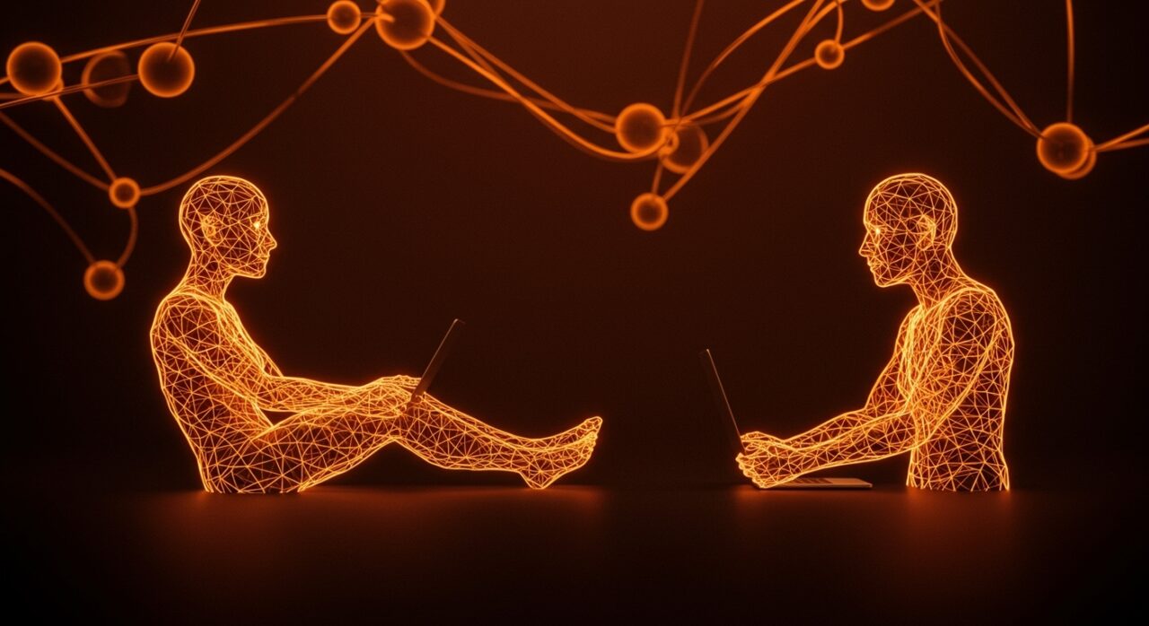 Parejas y familias virtuales creadas por usuarios con chatbots de inteligencia artificial en un entorno tecnológico emocional destacado.