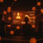 Grupo de emprendedores colaborando en chats grupales con IA generativa para startups tecnológicas, impulsando la automatización y el trabajo en equipo.