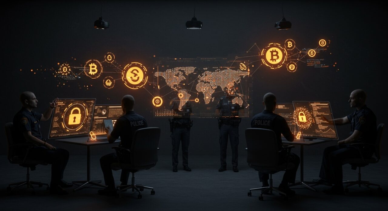 Policías internacionales trabajando en conjunto para desmantelar malware y proteger crypto wallets en el ecosistema tech.