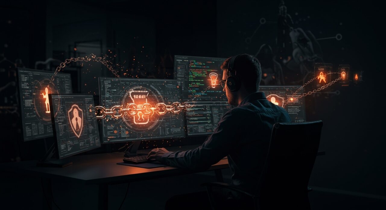 Analista de ciberseguridad protegiendo una startup contra el malware Jabber Zeus y ataques cibernéticos.