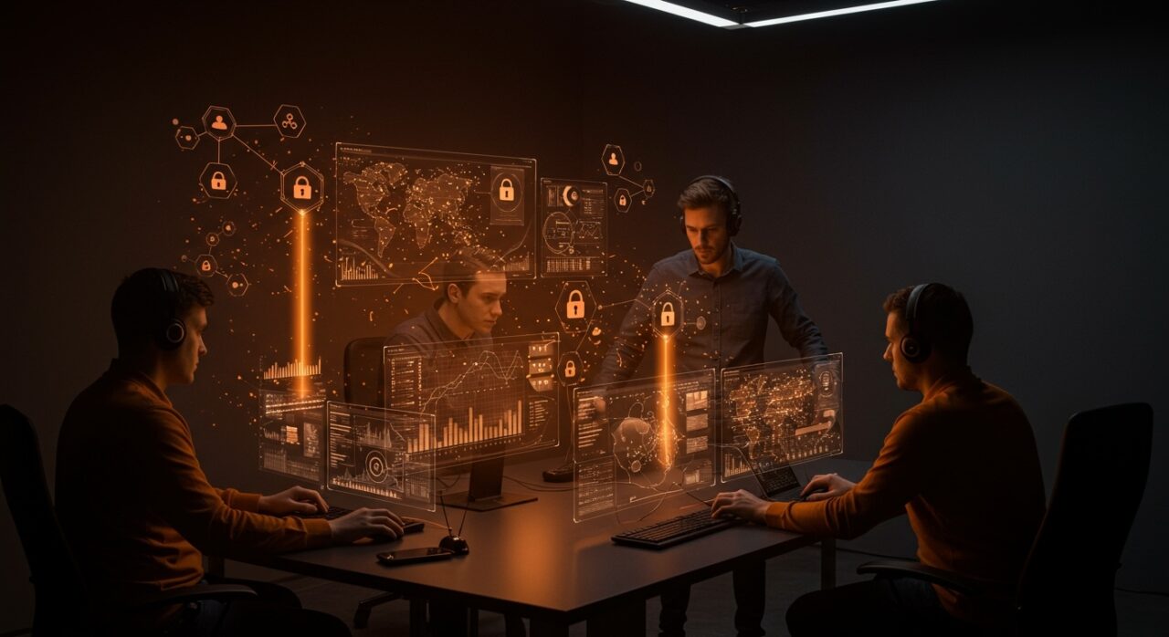 Equipo de startup SaaS gestionando incidentes en sistemas distribuidos con enfoque en seguridad y control de calidad.