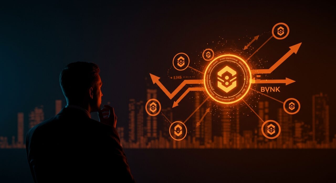 Representación visual de Coinbase evaluando la adquisición de BVNK para fortalecer el mercado de stablecoins en el ecosistema fintech.