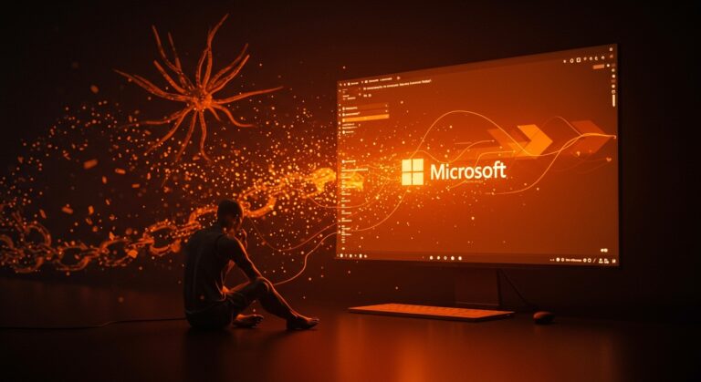 Imagen conceptual del consumidor relegado frente a la estrategia empresarial y de inteligencia artificial de Microsoft en el mercado tech.