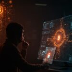 Criptografía post-cuántica y estandarización en la IETF con influencia del NSA, representado en una escena futurista de seguridad informática.