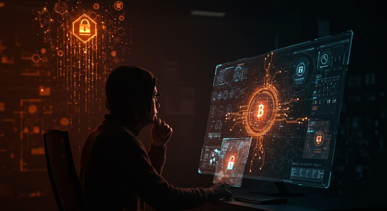 Criptografía post-cuántica y estandarización en la IETF con influencia del NSA, representado en una escena futurista de seguridad informática.