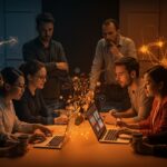 Equipo de Sales Development Representatives colaborando con tecnologías de IA en ventas B2B SaaS dentro del ecosistema startup de YC.