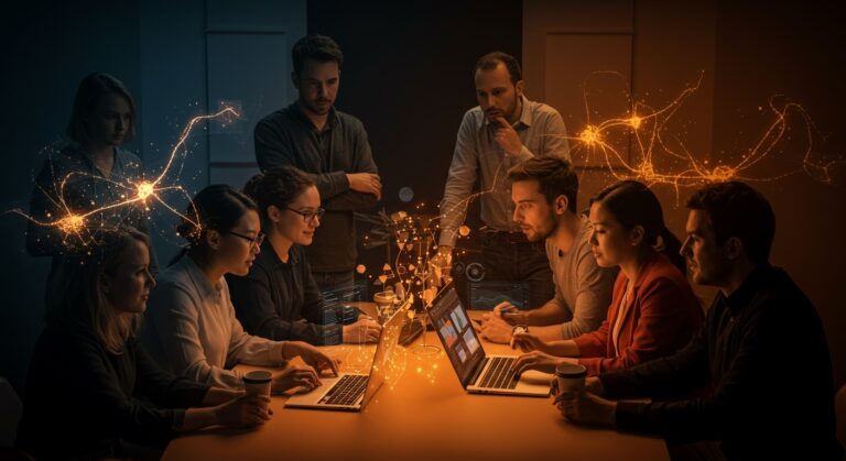 Equipo de Sales Development Representatives colaborando con tecnologías de IA en ventas B2B SaaS dentro del ecosistema startup de YC.