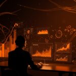 Líder empresarial con holograma de inteligencia artificial y datos ESG para cumplimiento regulatorio en LATAM, simbolizando tecnología y sostenibilidad.