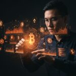 Cumplimiento fiscal y riesgos en criptomonedas mostrando visualización digital de activos y regulación en ecosistema fintech.