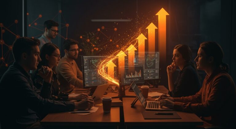 Equipo colaborativo trabajando en notebooks Jupyter para ciencia de datos en una startup SaaS innovadora, Deepnote.