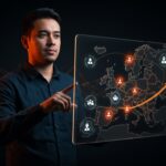 Emprendedor chileno utilizando residencia virtual e-Residency para gestionar startups en Europa con tecnología digital avanzada.