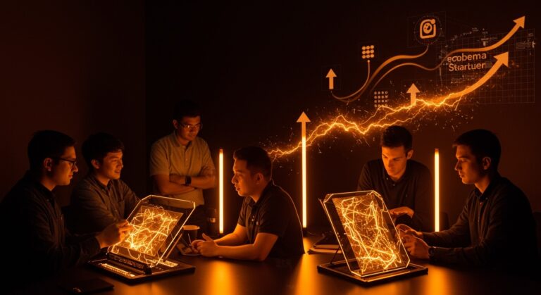 Fundadores de startups de energy tech colaborando en innovación y aceleración con funding en energía limpia en Alabama.