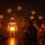 Evento EtMday 2025 con emprendedores y robot Tesla en Latinoamérica, simbolizando innovación, networking y crecimiento de startups.