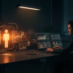 Escena futurista de búsqueda web con Parallel Search API para IA mostrando optimización y automatización tecnológica en startups.