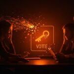 Equipo de startups tecnológicas analizando fallo criptográfico en votación electrónica, destacando seguridad digital y errores humanos en sistemas criptográficos.