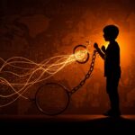 Imagen simbólica sobre el fin del matrimonio infantil en EE. UU. mostrando cadenas rotas y elementos visuales de reforma legal y derechos humanos.