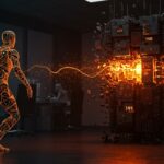 Ilustración futurista de IA neuro-simbólica con redes neuronales y arquitectura transformer en transformación, representando nueva financiación startup y cambio de paradigma en IA.