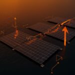 Tecnología fotovoltaica flotante en el puerto de Valencia destacando energía renovable e innovación sostenible.