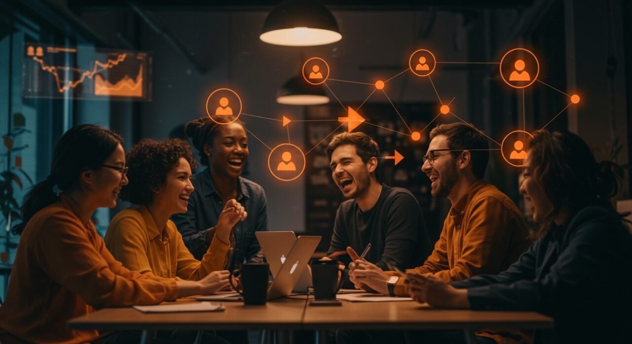 Founders colaborando en estrategias innovadoras fuera de ads tradicionales para conectar con nuevos mercados e inclusión laboral.