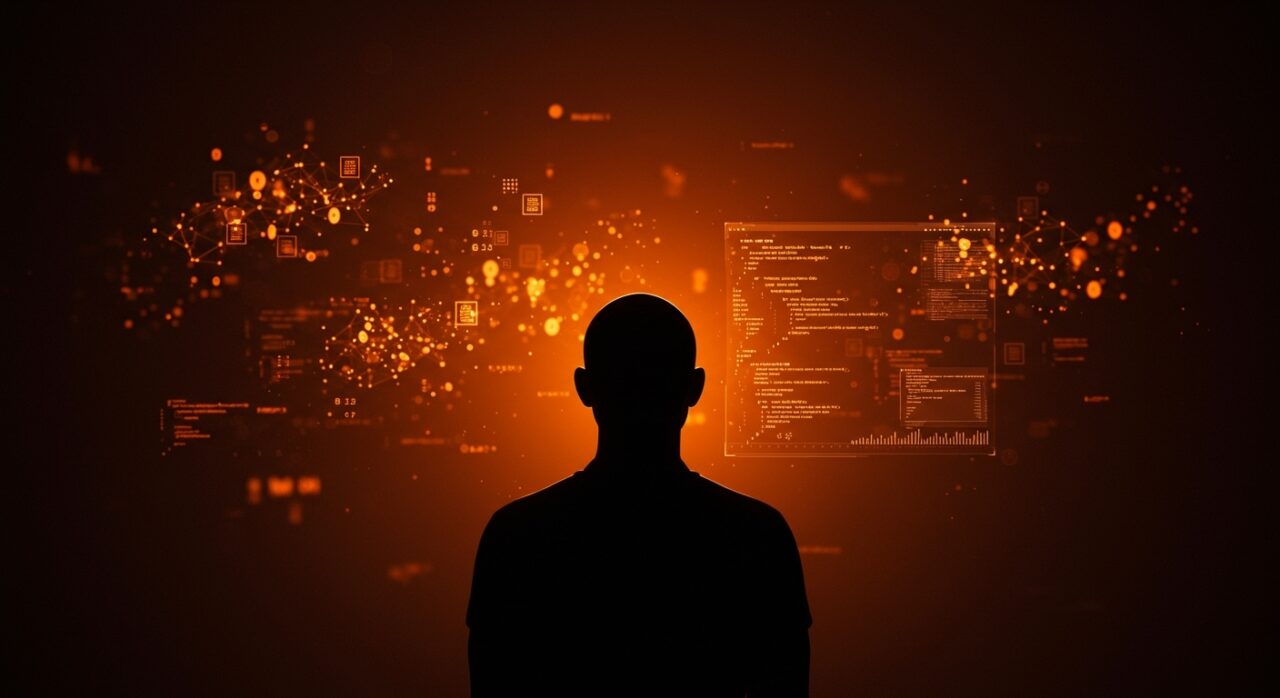 El futuro del software libre pequeño frente a la inteligencia artificial y modelos de lenguaje, mostrando la interacción entre open source y automatización AI.