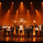 Ganadores del Santander X Award Chile 2025 celebrando innovación sostenible en bioplásticos y tecnología limpia.