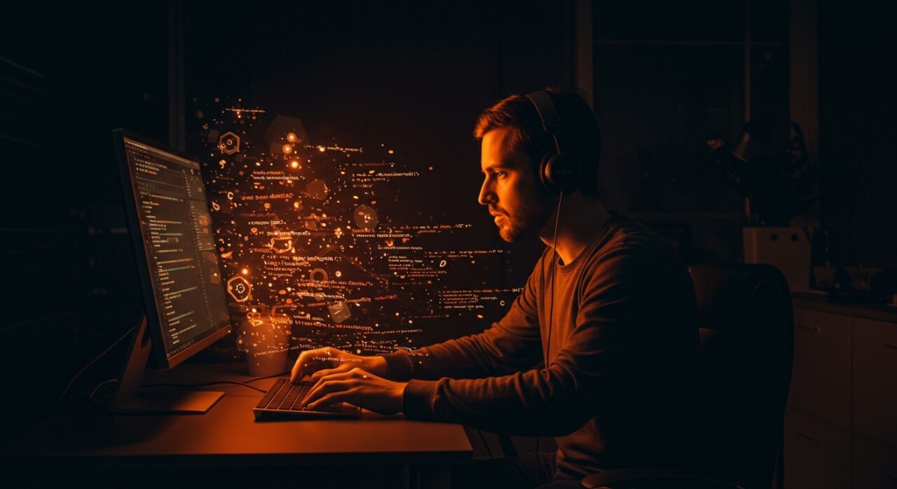 Desarrollador de software trabajando con código en C utilizando genéricos seguros y macros para mejorar la calidad y mantenibilidad del software.