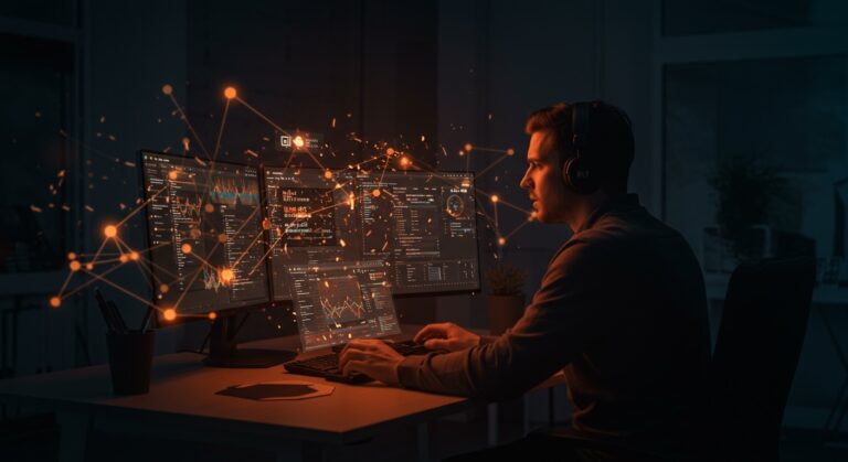 Interrupción parcial en GitHub afectando operaciones git push y pull, representación visual para founders tech y continuidad en desarrollo de software.